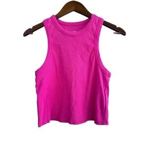 Maeve Anthropologie  Racerback Ribbed Cotton Cropped Tank Size L Pink